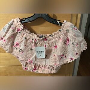 Forever 21 Pink Floral Crop S Top with matching XS mini skirt